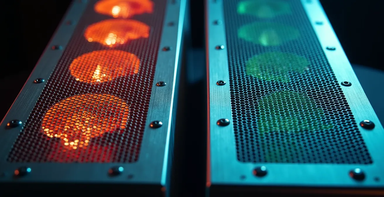 Vue thermographique comparative de deux alimentations PC Gold et Platinum en fonctionnement