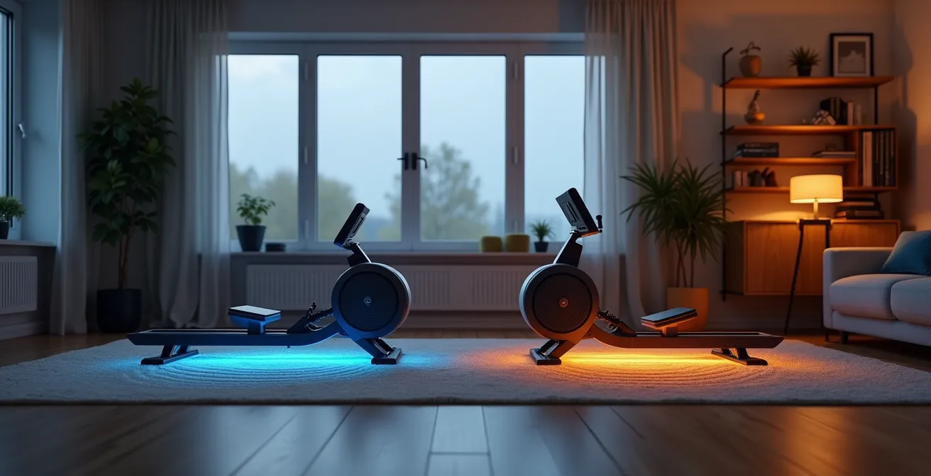 Comparaison visuelle du bruit entre rameur et elliptique dans un appartement