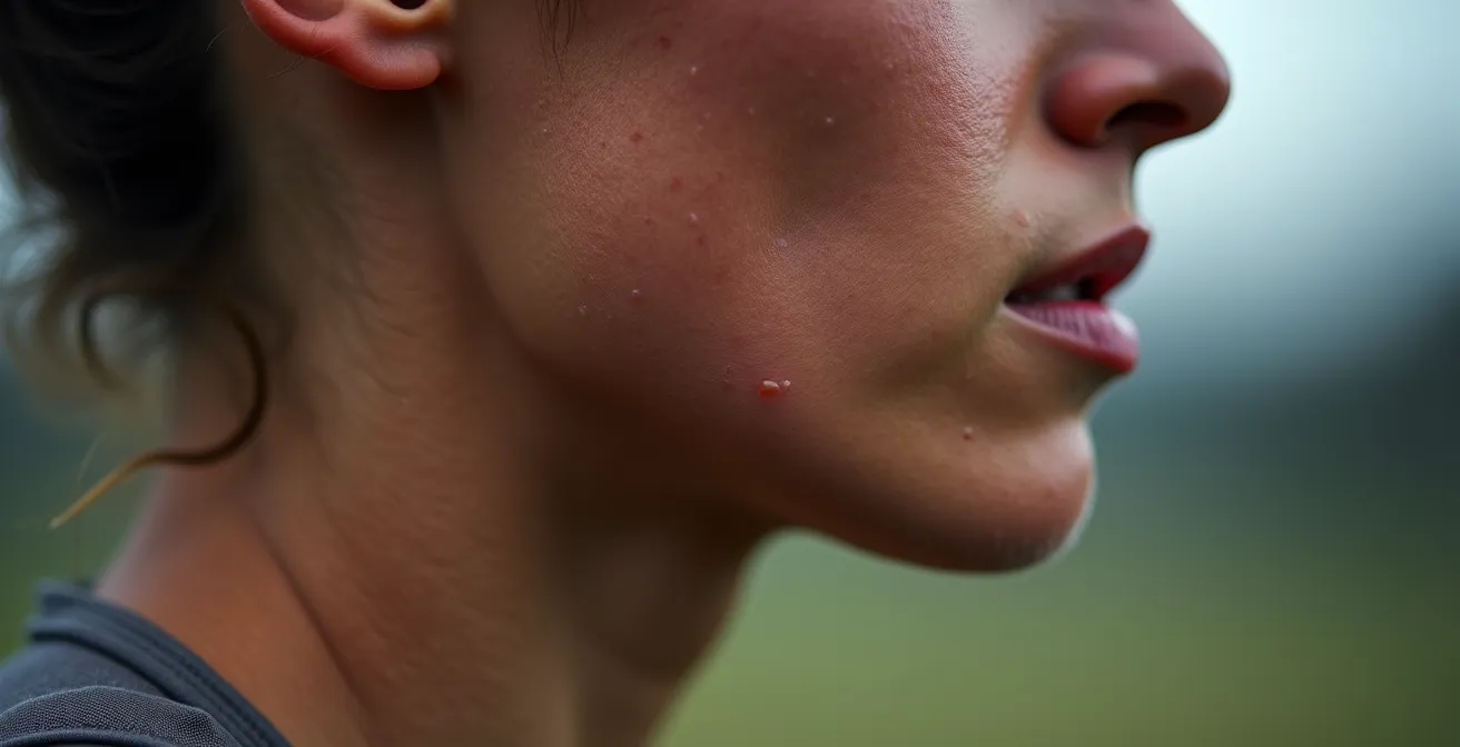 Gros plan sur un coureur concentré sur sa respiration et son rythme naturel