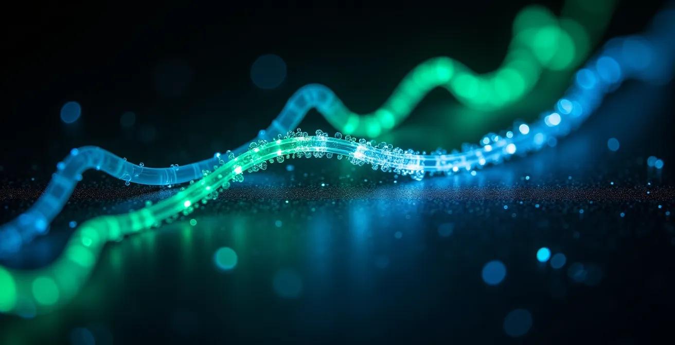 Visualisation abstraite de courbes de performance avec zones de variance colorées